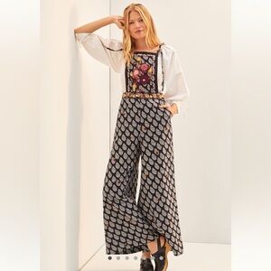 Embroidered Wide-Leg Jumpsuit